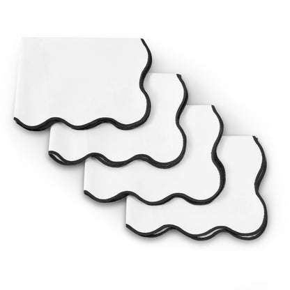 Scallop Edge Set of 4 Placemats - Off White/Black - DUSK