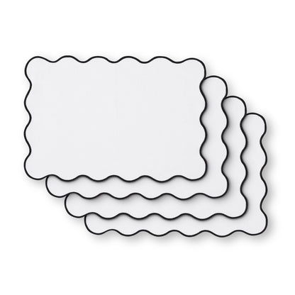 Scallop Edge Set of 4 Placemats - Off White/Black - DUSK