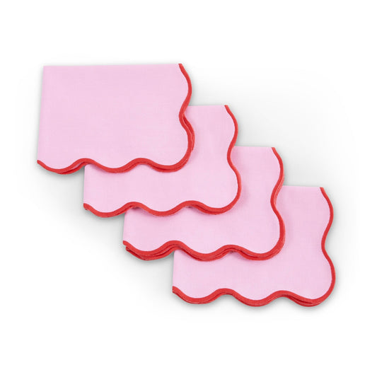 Scallop Edge Set of 4 Placemats - Pink/Red - DUSK