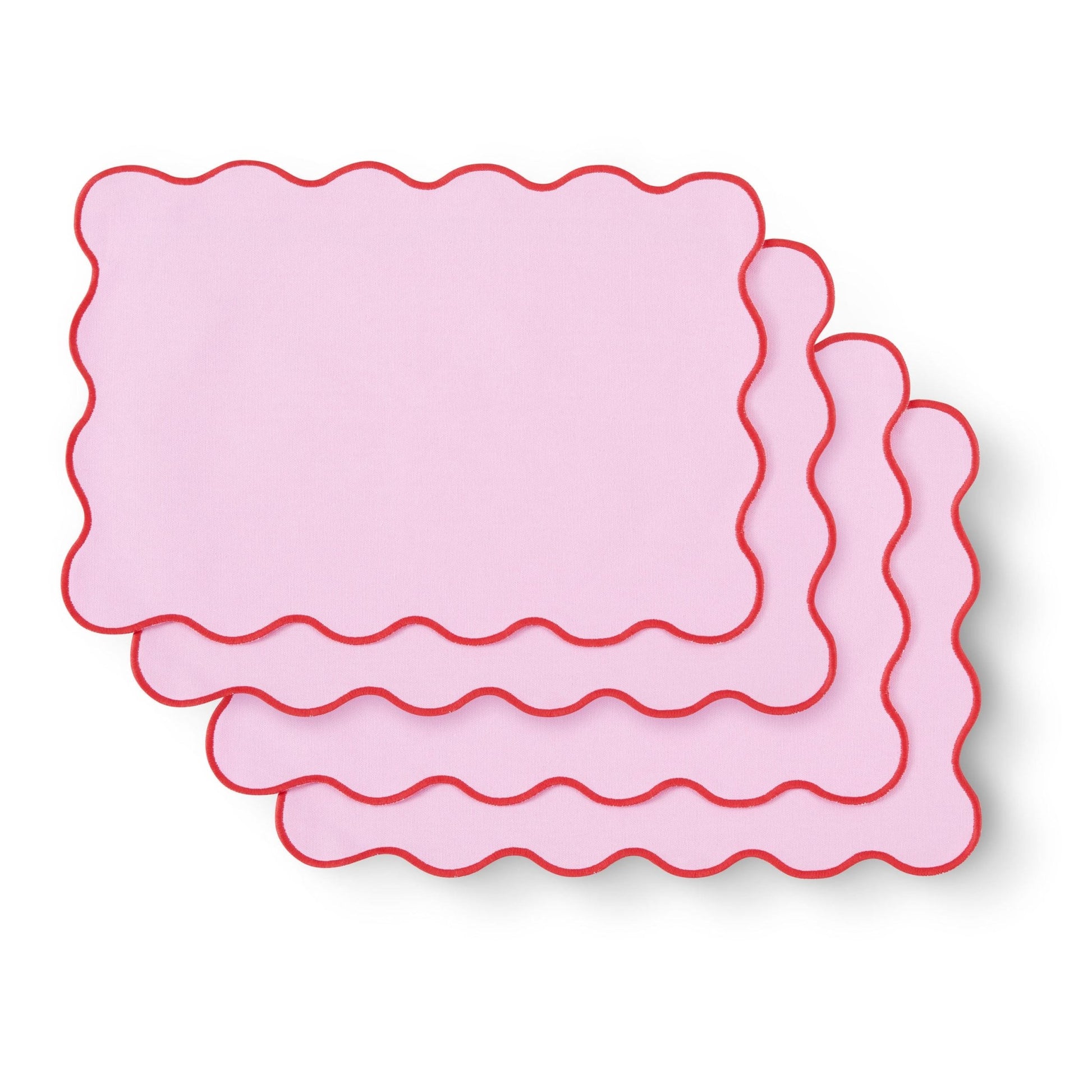 Scallop Edge Set of 4 Placemats - Pink/Red - DUSK