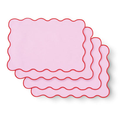 Scallop Edge Set of 4 Placemats - Pink/Red - DUSK