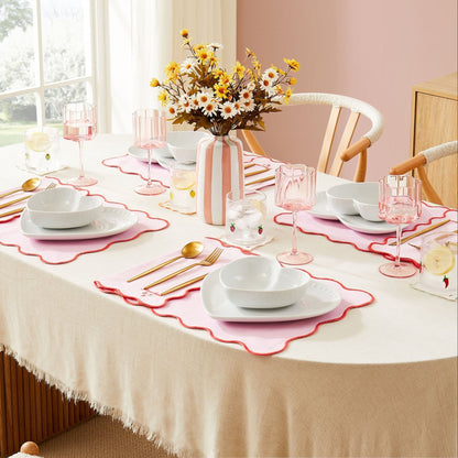 Scallop Edge Set of 4 Placemats - Pink/Red - DUSK