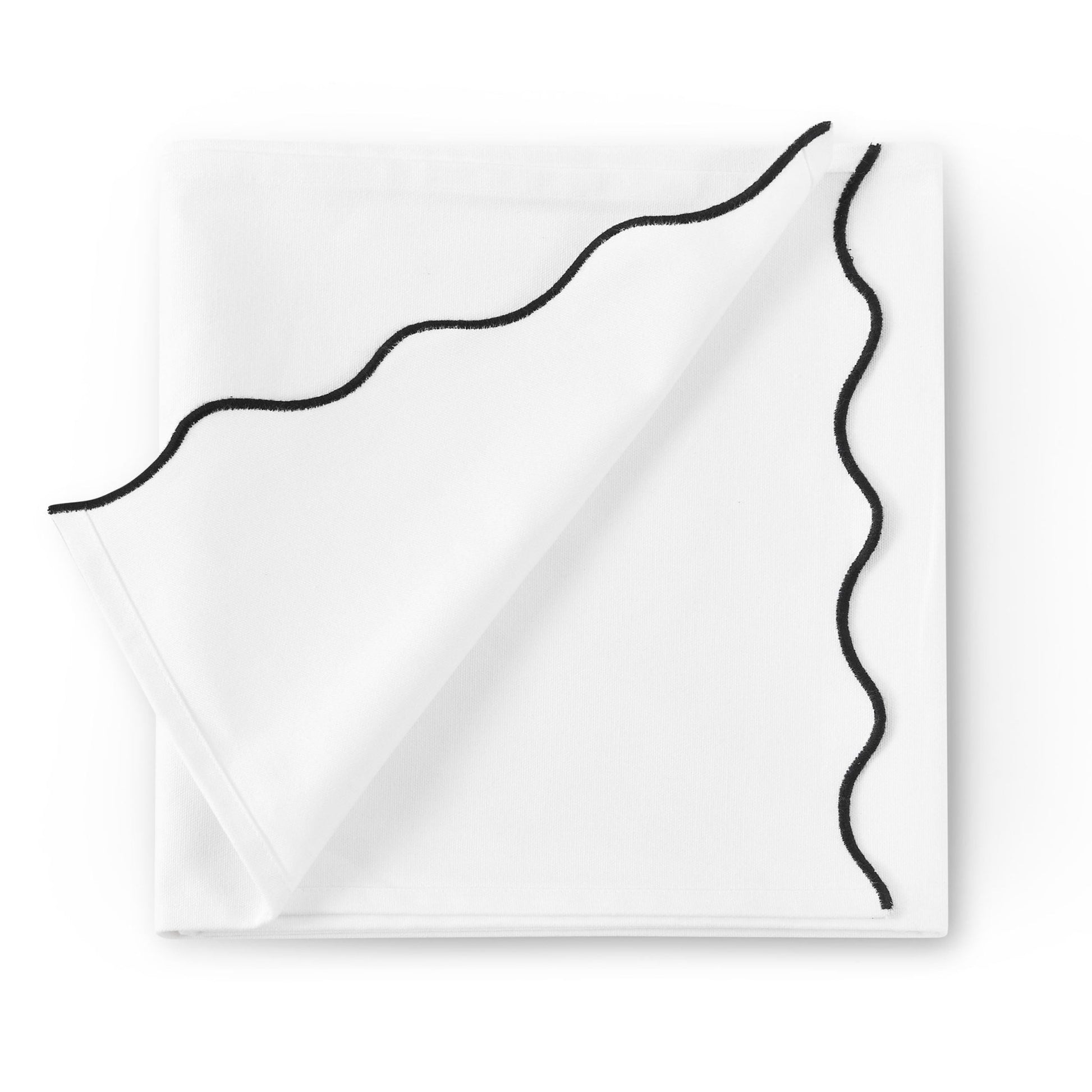 Scallop Edge Table Runner - Off White/Black - DUSK