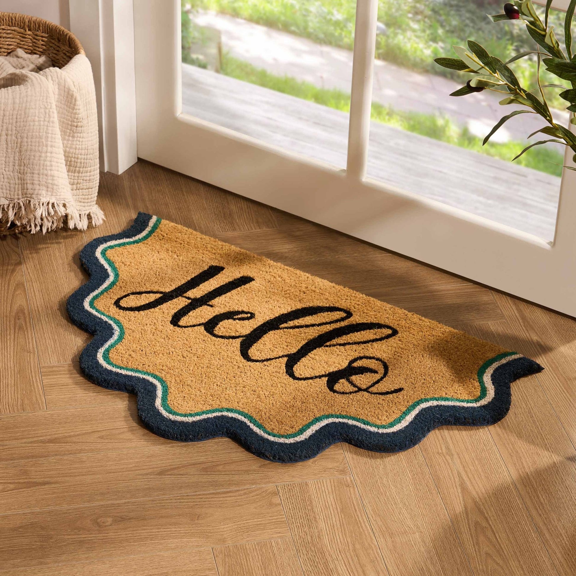 Scallop Hello Doormat - Natural/ Blue - DUSK