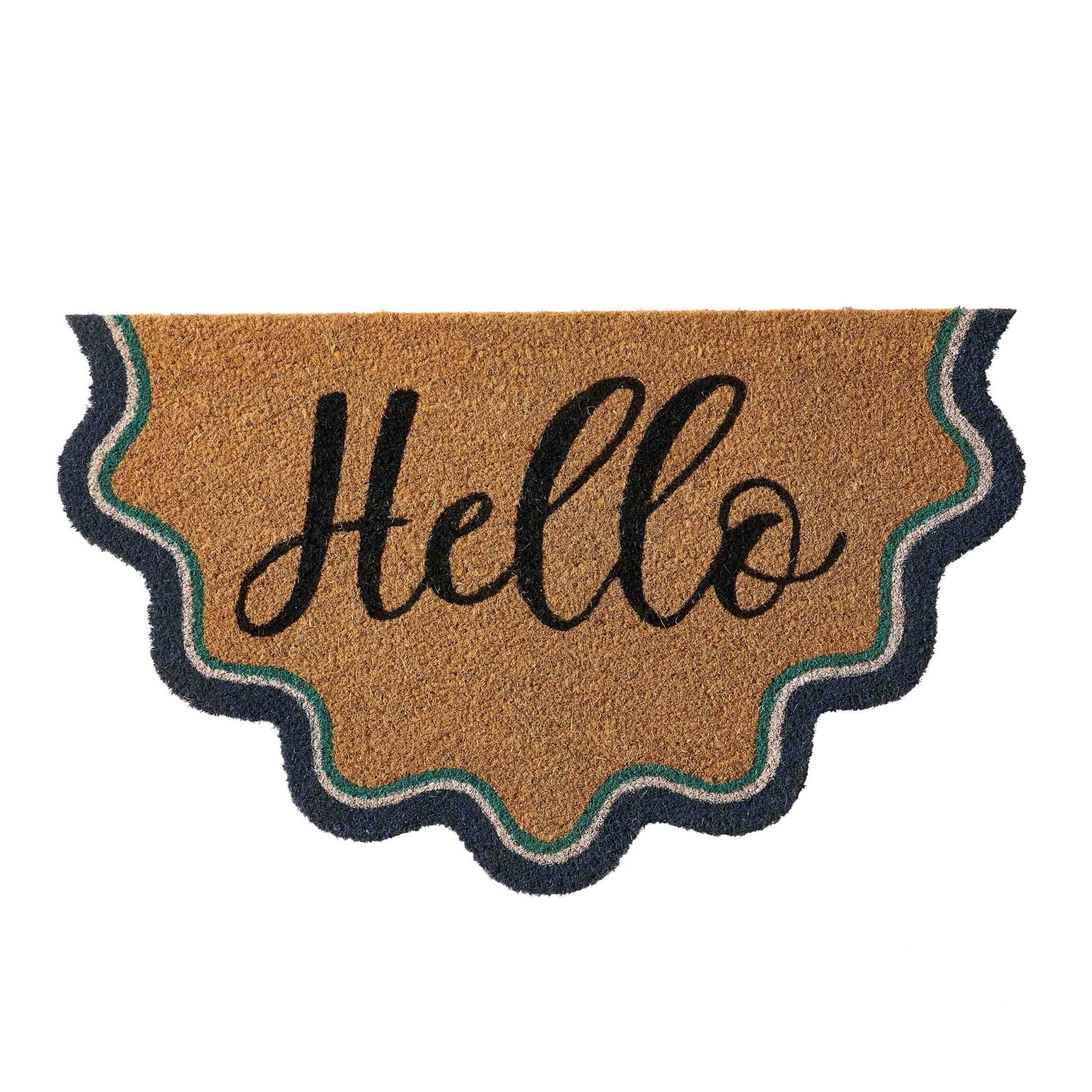 Scallop Hello Doormat - Natural/ Blue - DUSK