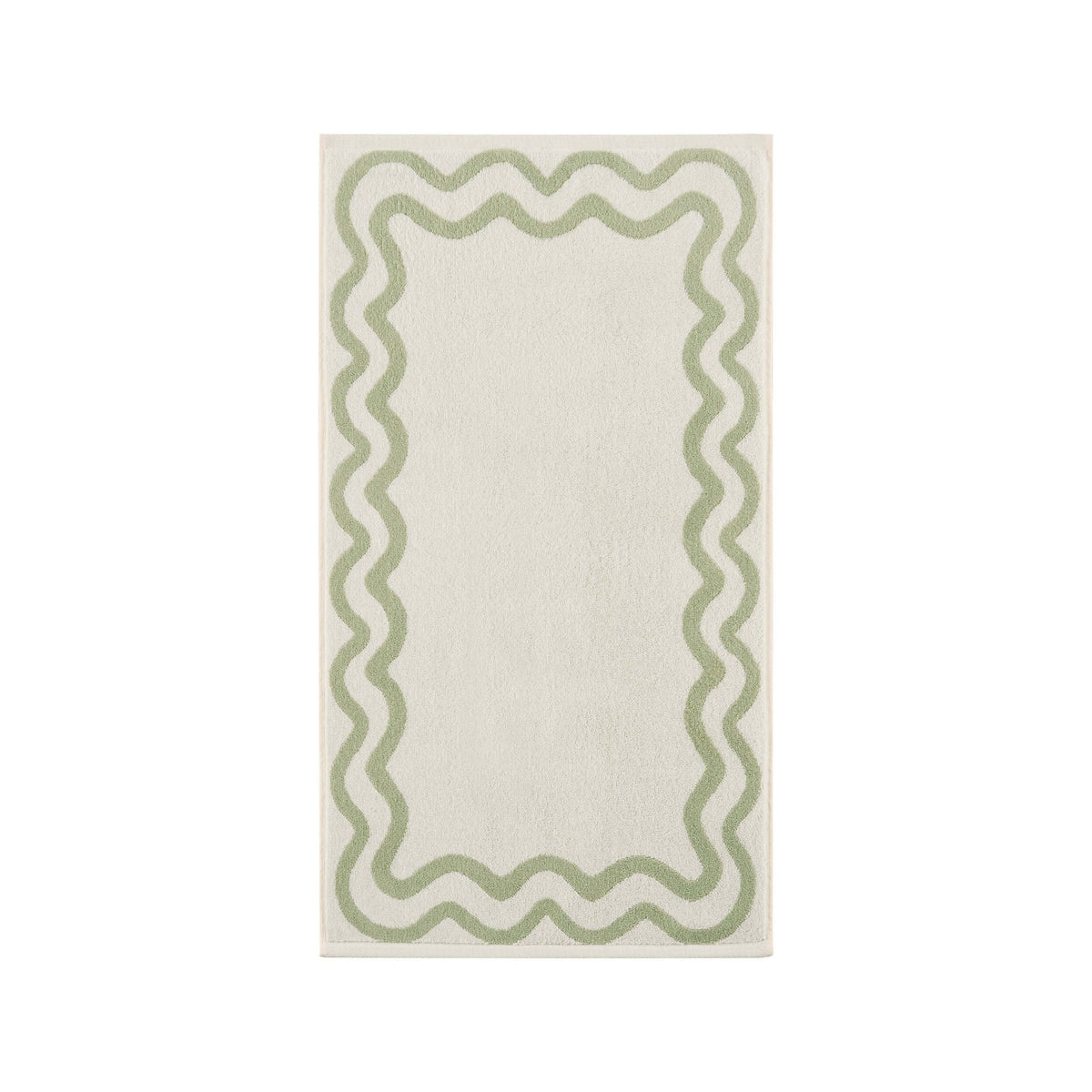 Scalloped Cotton Towels - Off - White/Olive - DUSK