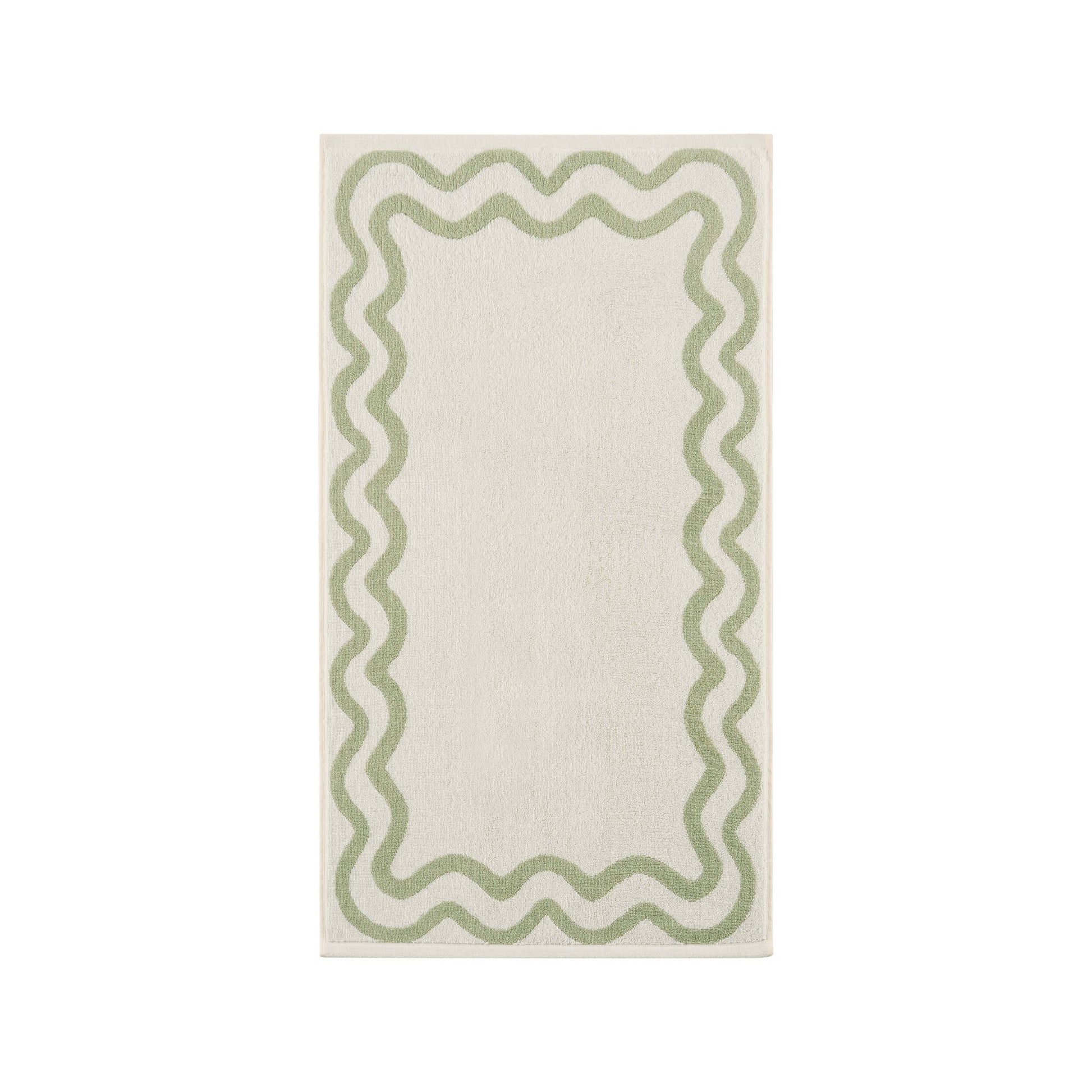 Scalloped Cotton Towels - Off - White/Olive - DUSK
