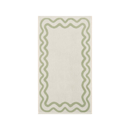 Scalloped Cotton Towels - Off - White/Olive - DUSK
