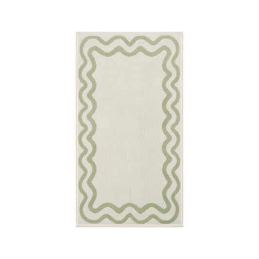 Scalloped Cotton Towels - Off - White/Olive - DUSK