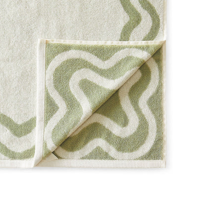 Scalloped Cotton Towels - Off - White/Olive - DUSK