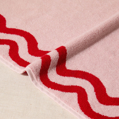 Scalloped Cotton Towels - Pink/Red - DUSK