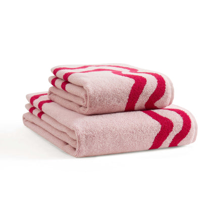 Scalloped Cotton Towels - Pink/Red - DUSK
