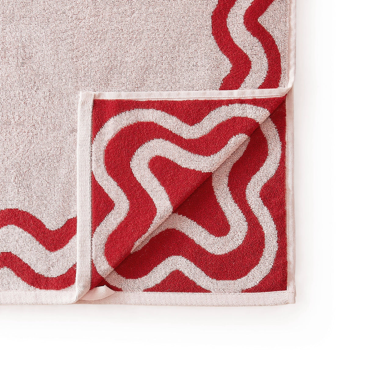 Scalloped Cotton Towels - Pink/Red - DUSK