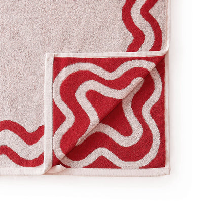 Scalloped Cotton Towels - Pink/Red - DUSK
