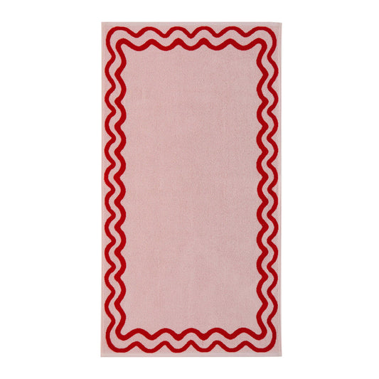 Scalloped Cotton Towels - Pink/Red - DUSK