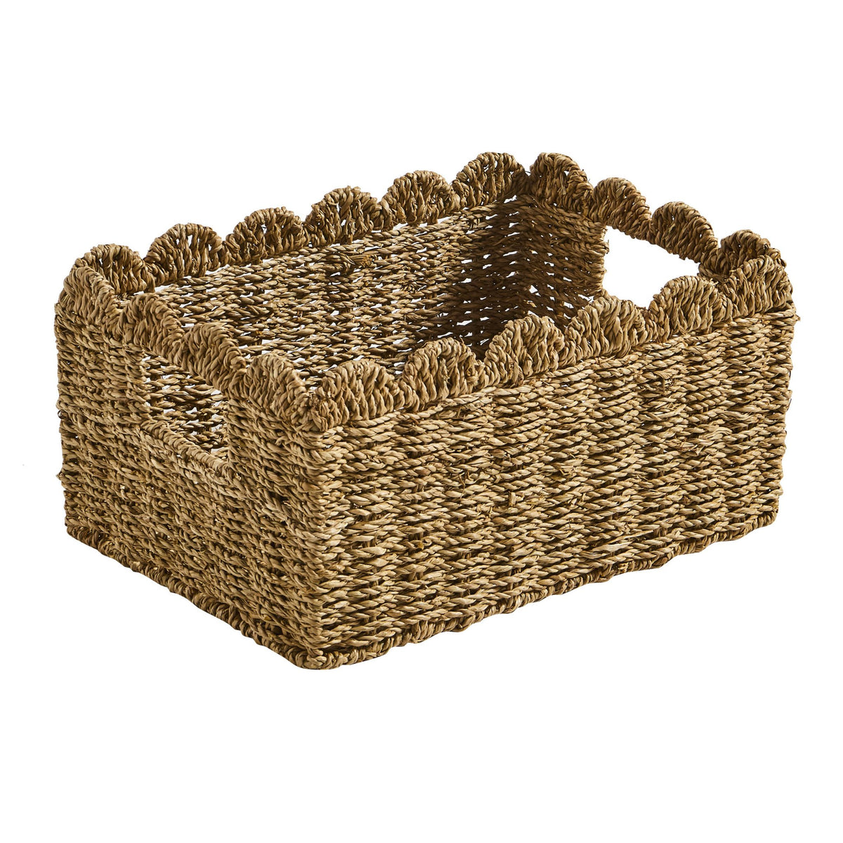 Scalloped Set of 2 Seagrass Baskets - Natural - DUSK