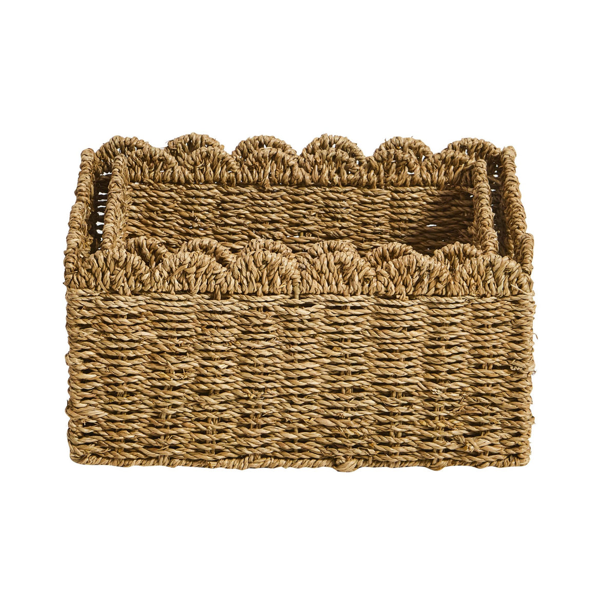 Scalloped Set of 2 Seagrass Baskets - Natural - DUSK