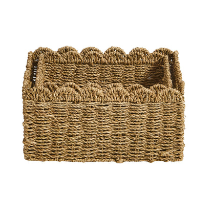 Scalloped Set of 2 Seagrass Baskets - Natural - DUSK