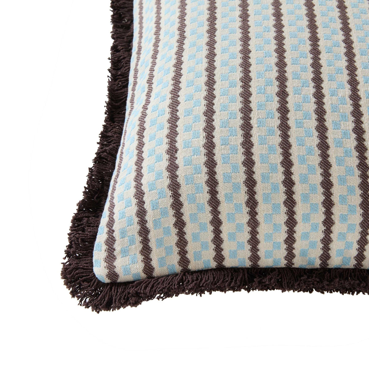 Scheana Cotton Jacquard Checkerboard Tufted Cushion Cover - Brown - DUSK