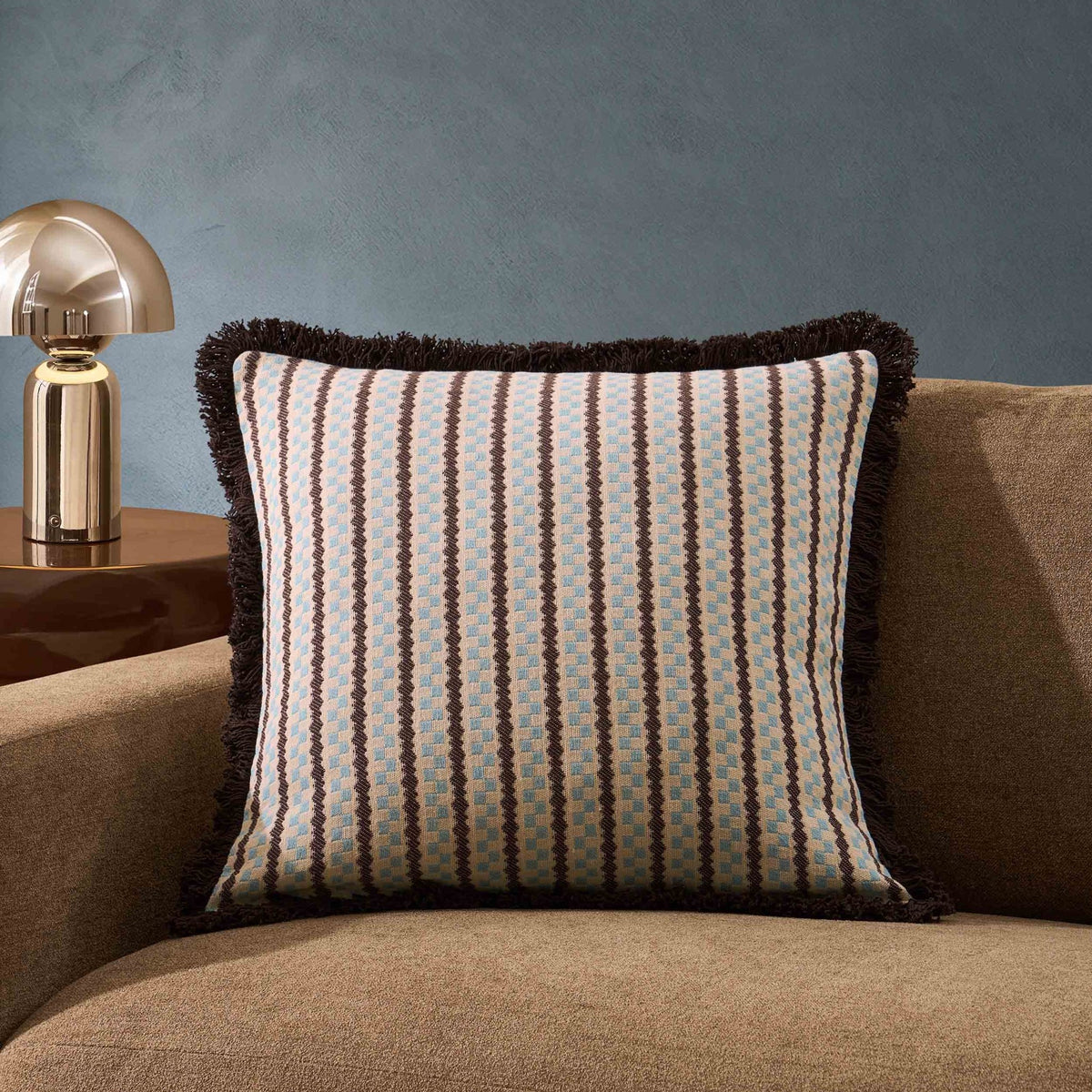 Scheana Cotton Jacquard Checkerboard Tufted Sofa Cushion Cover - Brown - DUSK