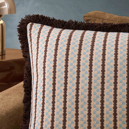 Scheana Cotton Jacquard Checkerboard Tufted Sofa Cushion Cover - Brown - DUSK