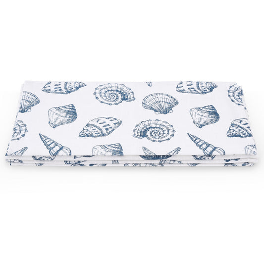Seashell Print Set of 4 Napkins - Natural/ Blue - DUSK
