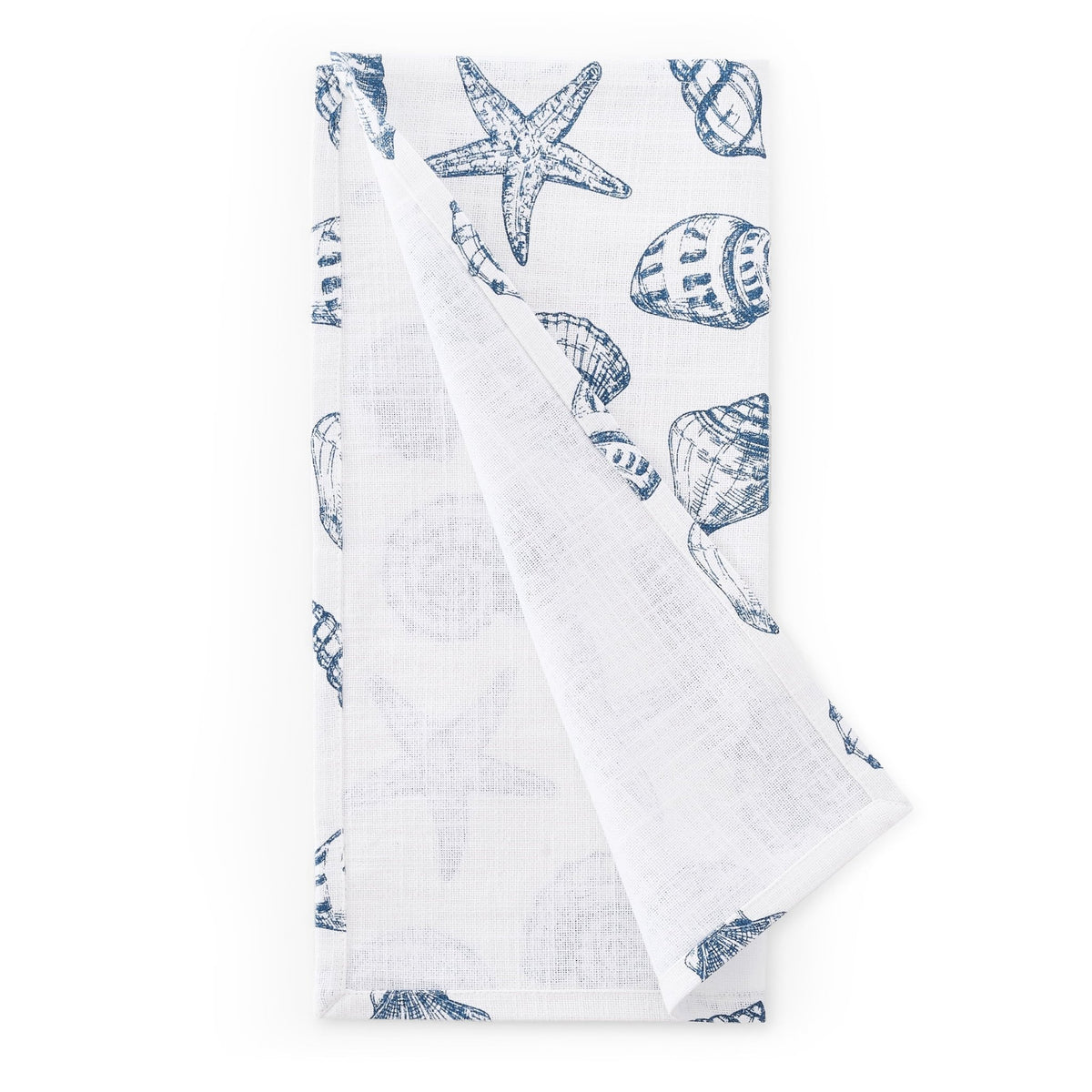 Seashell Print Set of 4 Napkins - Natural/ Blue - DUSK