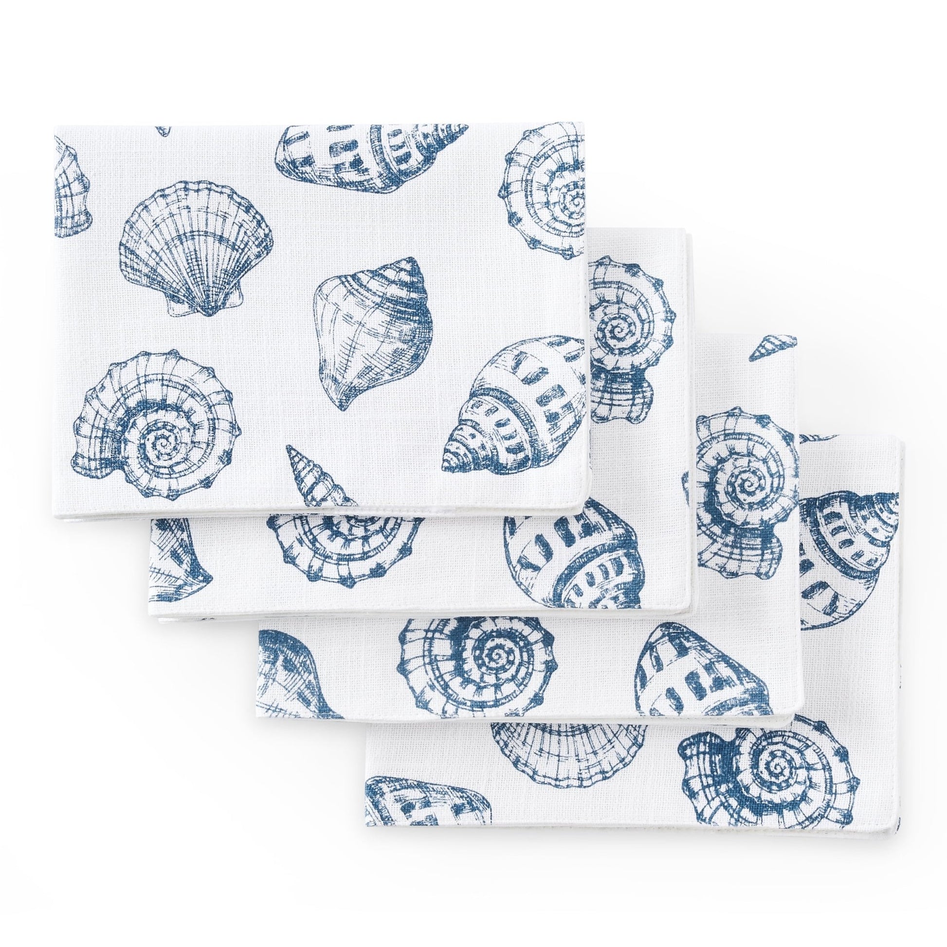 Seashell Print Set of 4 Placemats - Natural/ Blue - DUSK