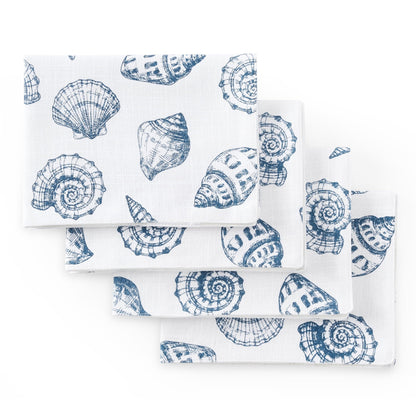Seashell Print Set of 4 Placemats - Natural/ Blue - DUSK