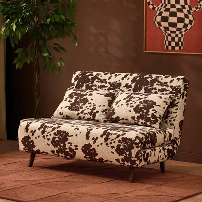 Seattle Double Click Clack Sofa Bed - Brown Cow Print - DUSK