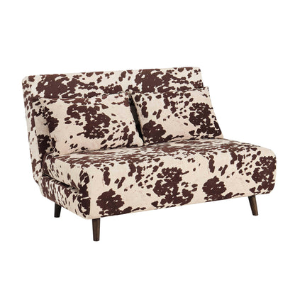 Seattle Double Click Clack Sofa Bed - Brown Cow Print - DUSK