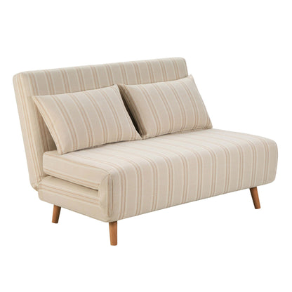 Seattle Double Click Clack Sofa Bed - Natural Stitched Stripe - DUSK