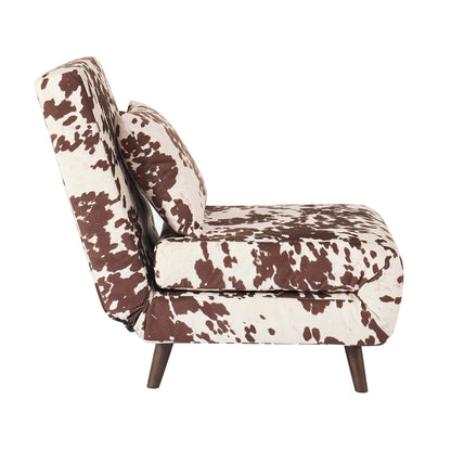 Seattle Single Click Clack Sofa Bed - Brown Cow Print - DUSK