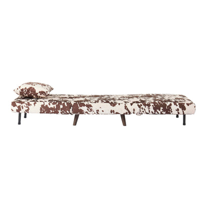 Seattle Single Click Clack Sofa Bed - Brown Cow Print - DUSK