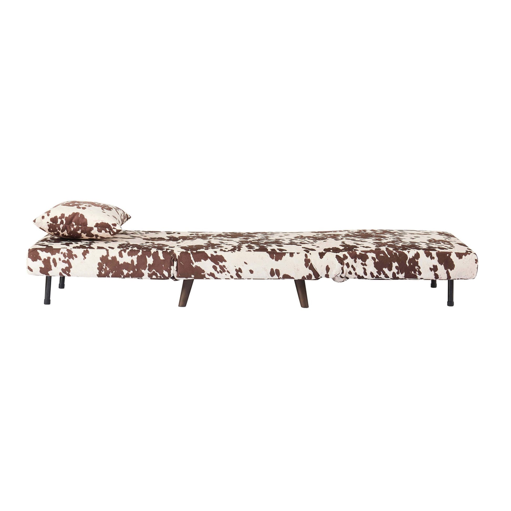 Seattle Single Click Clack Sofa Bed - Brown Cow Print - DUSK