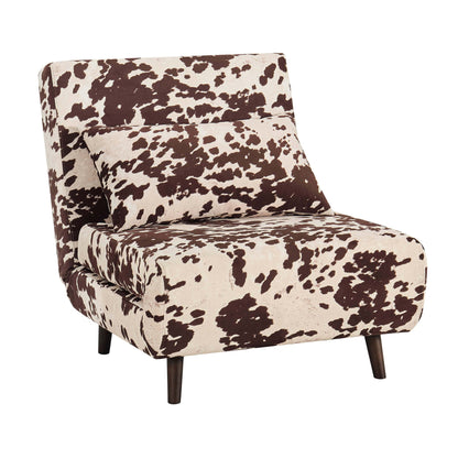 Seattle Single Click Clack Sofa Bed - Brown Cow Print - DUSK