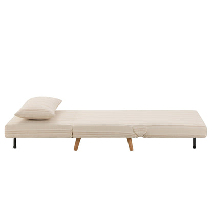 Seattle Single Click Clack Sofa Bed - Natural Stitched Stripe - DUSK