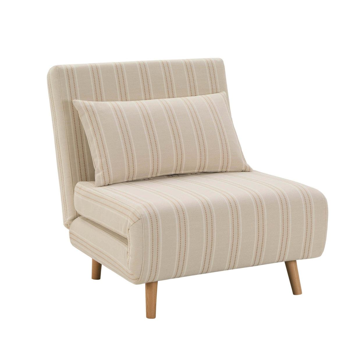 Seattle Single Click Clack Sofa Bed - Natural Stitched Stripe - DUSK