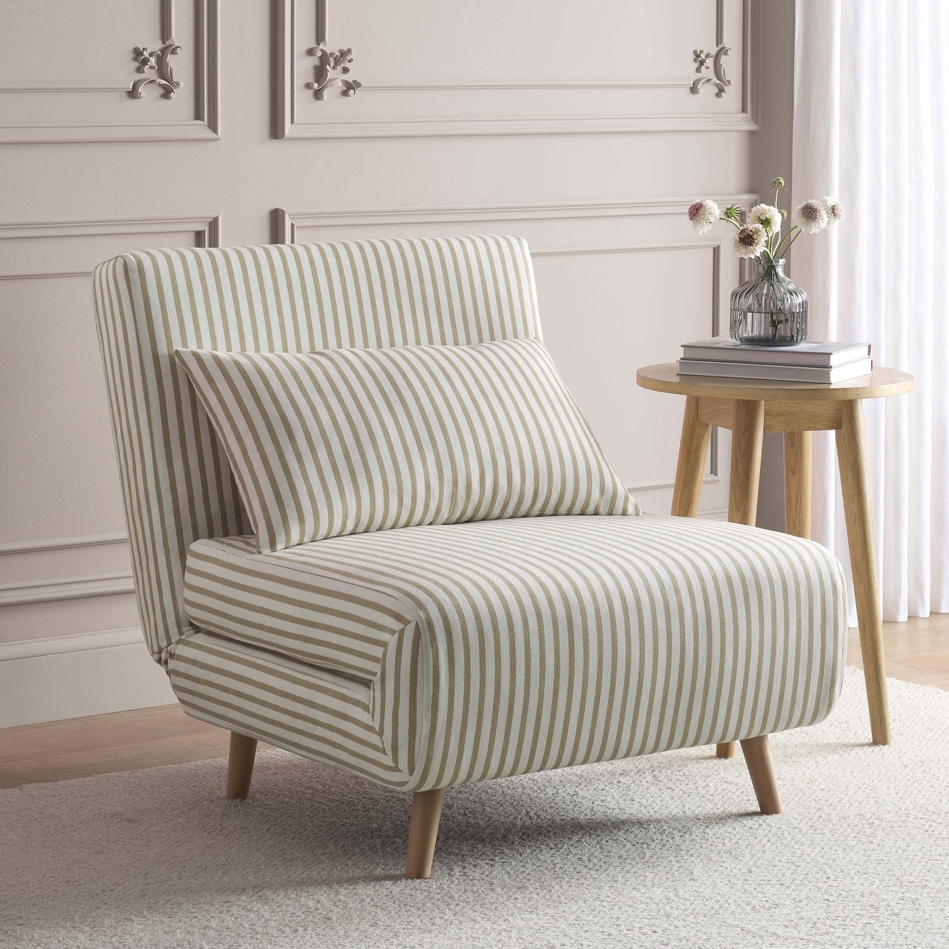 Seattle Single Click Clack Sofa Bed - Sand Stripe - DUSK