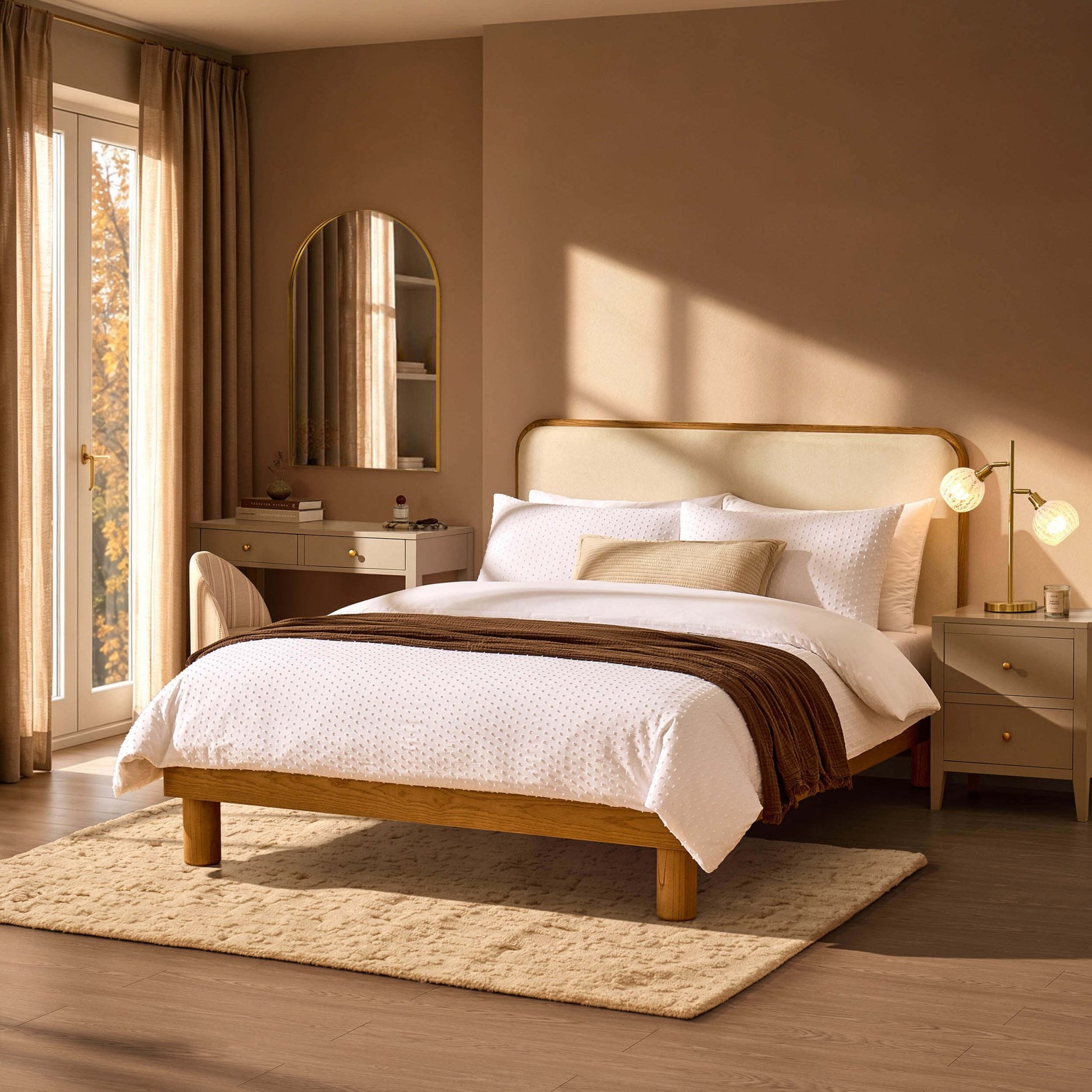 Seoul Bed Frame - Cream Linen - DUSK