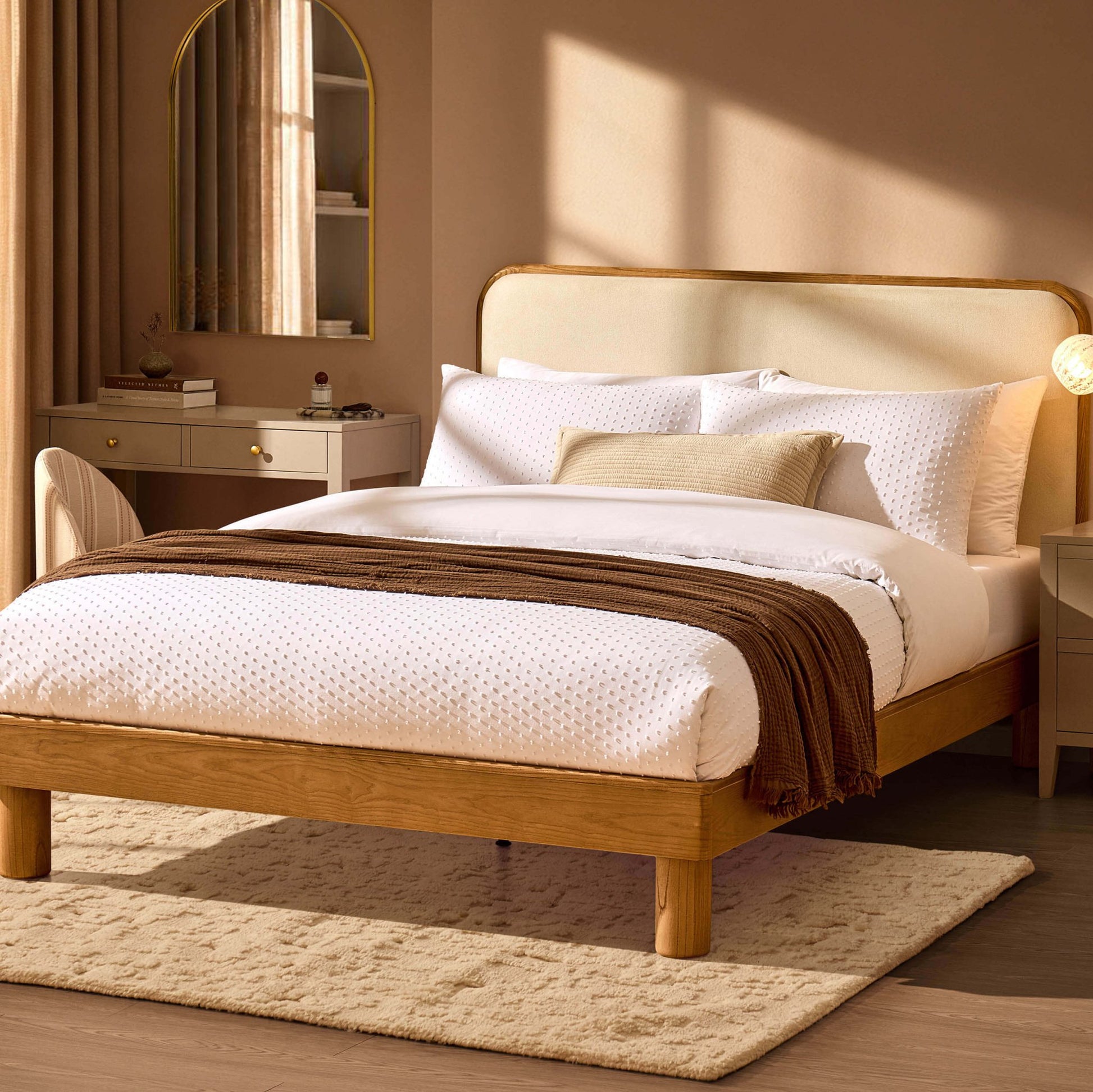 Seoul Bed Frame - Cream Linen - DUSK