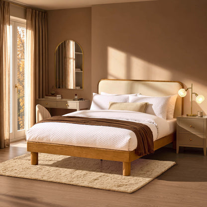 Seoul Bed Frame - Cream Linen - DUSK