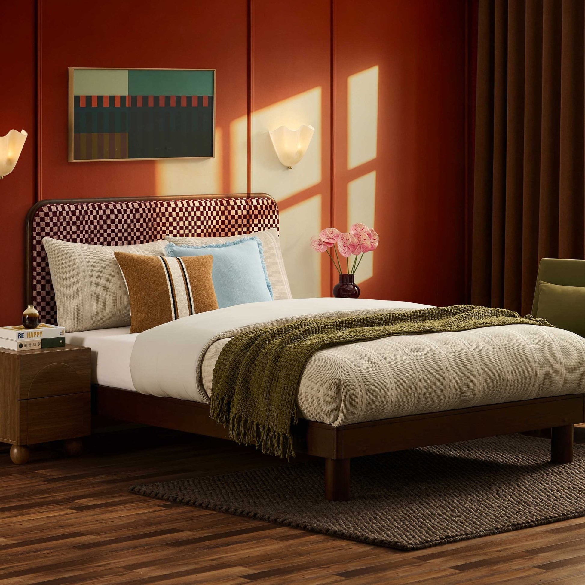 Seoul Bed Frame - Red Checkerboard - DUSK