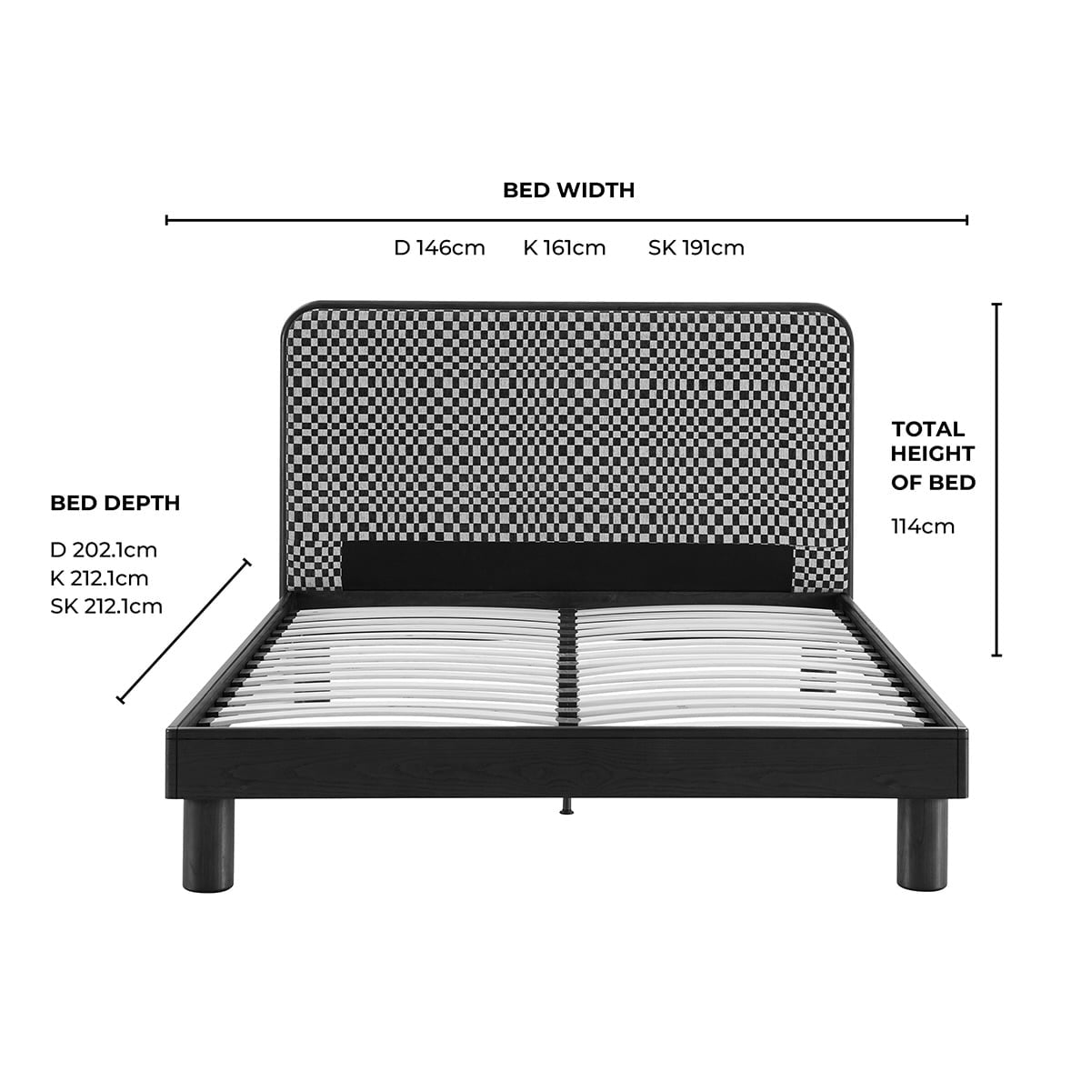 Seoul Bed Frame - Red Checkerboard - DUSK