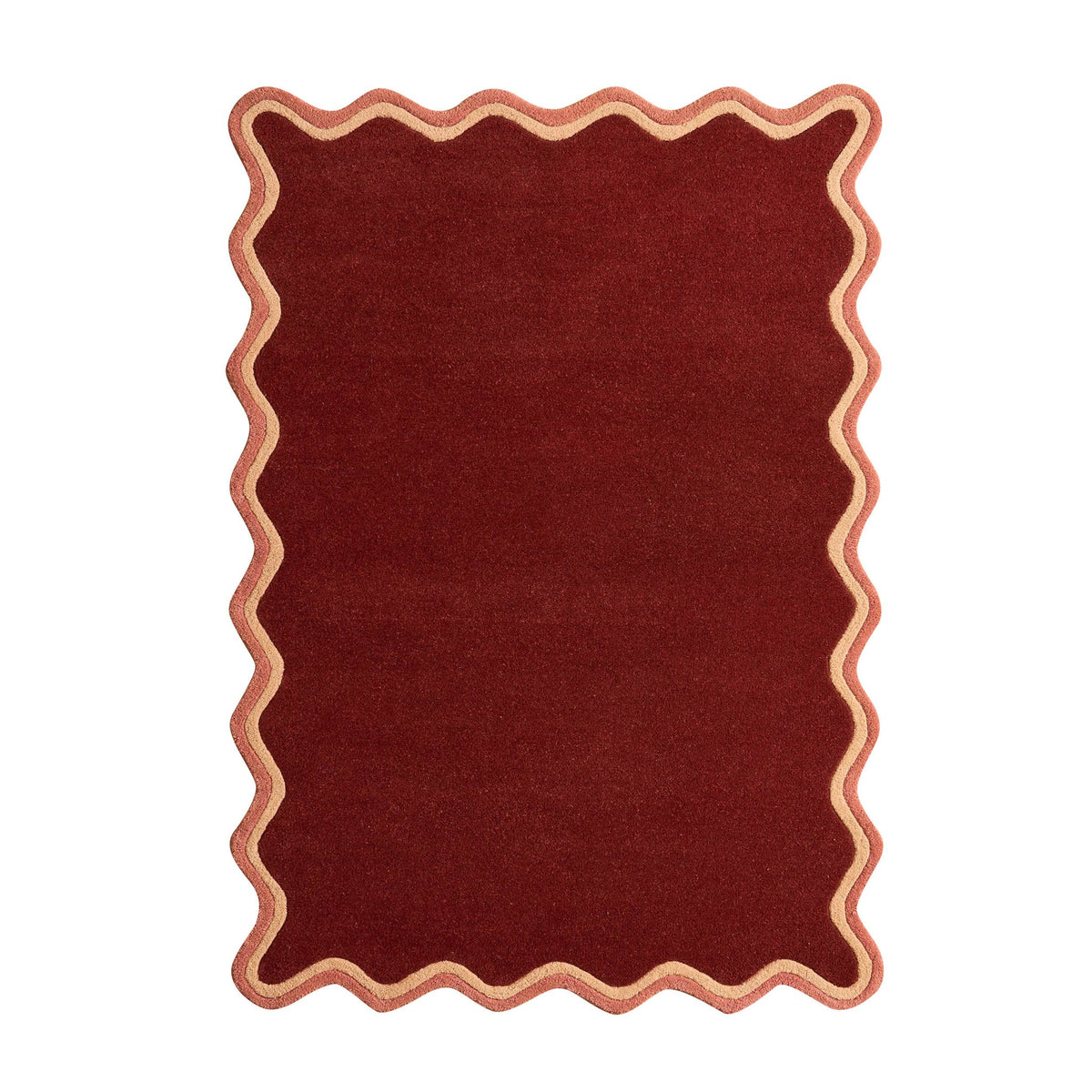 Serena Wool Blend Scallop Contrast Edge Rug - Dark Raspberry - DUSK