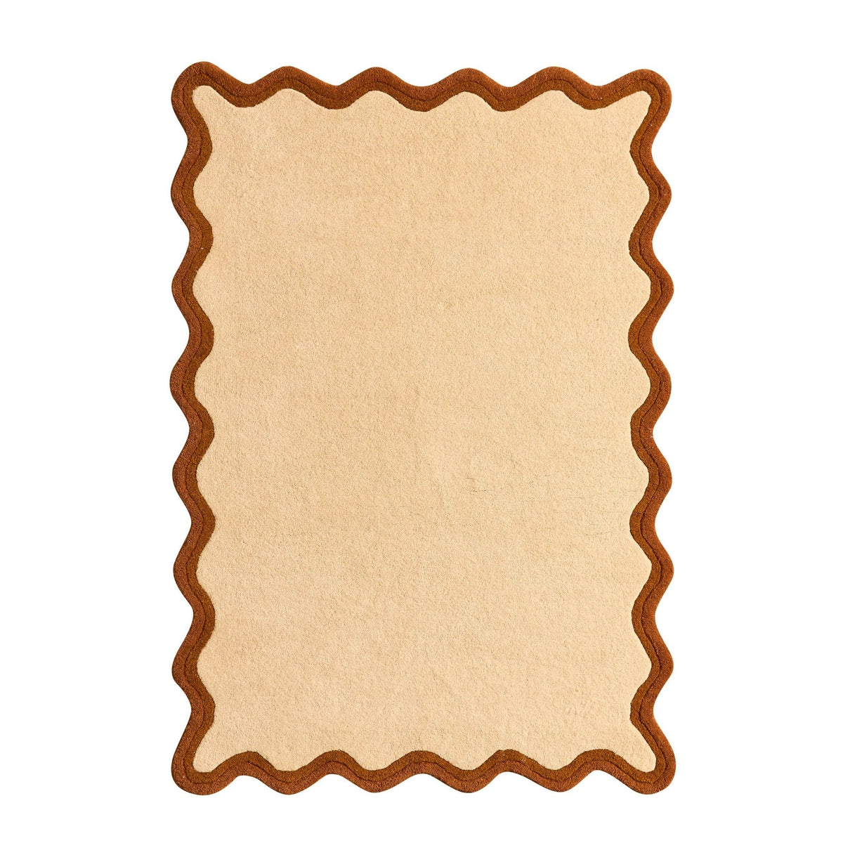 Serena Wool Blend Scallop Contrast Edge Rug - Orange - DUSK