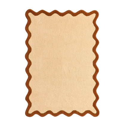 Serena Wool Blend Scallop Contrast Edge Rug - Orange - DUSK