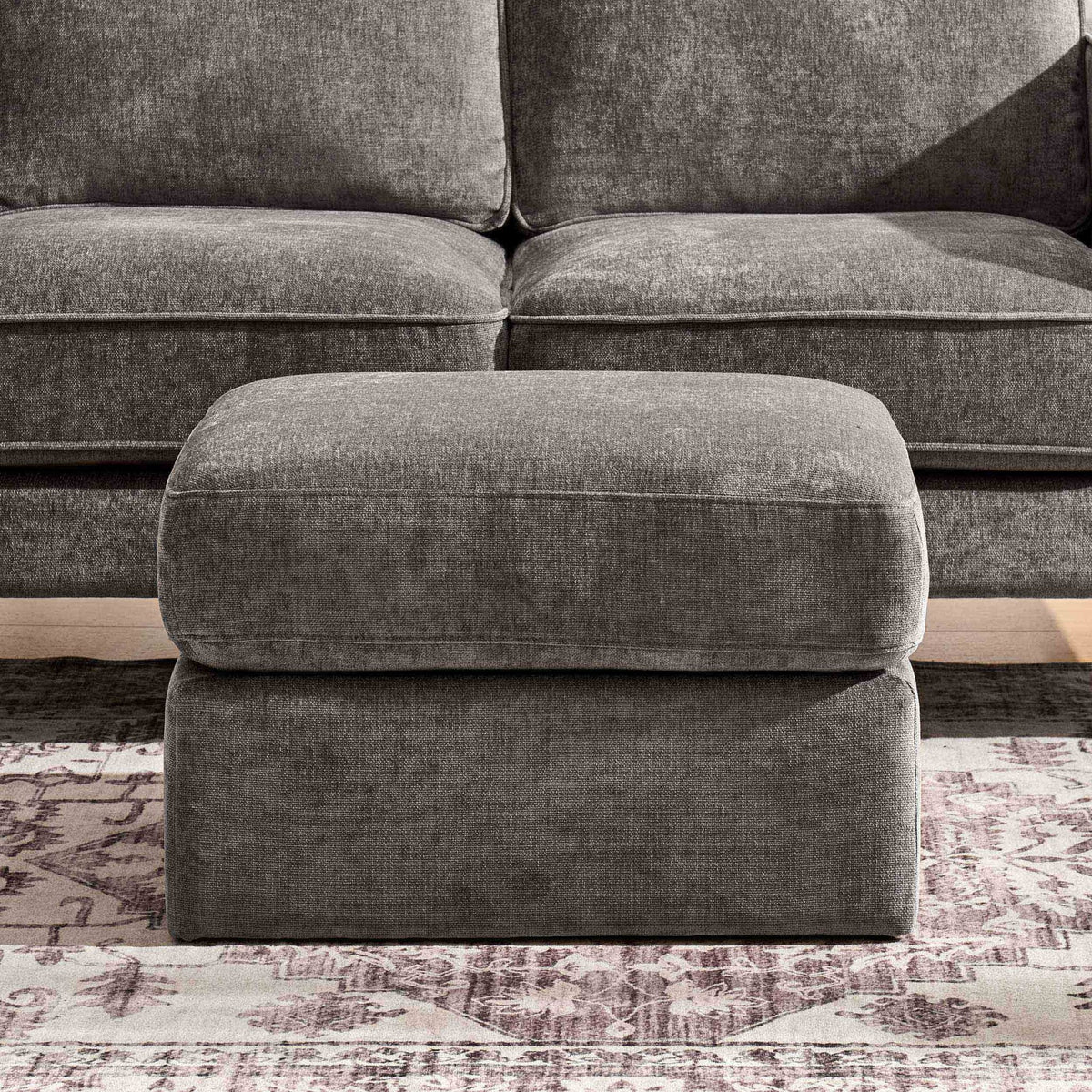 Seville Compact Pouffe - Chenille Grey - DUSK