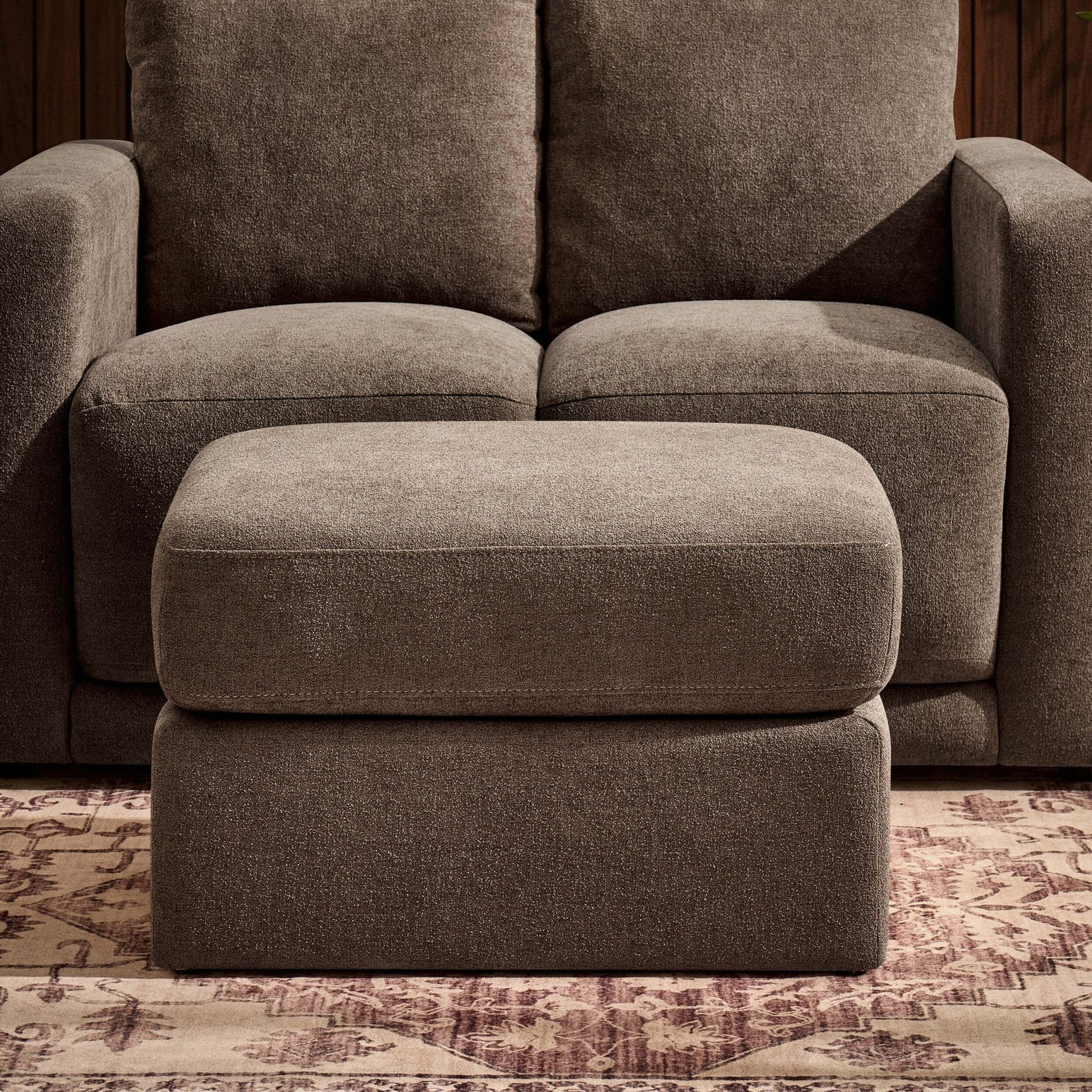 Seville Compact Pouffe - Chenille Mushroom - DUSK