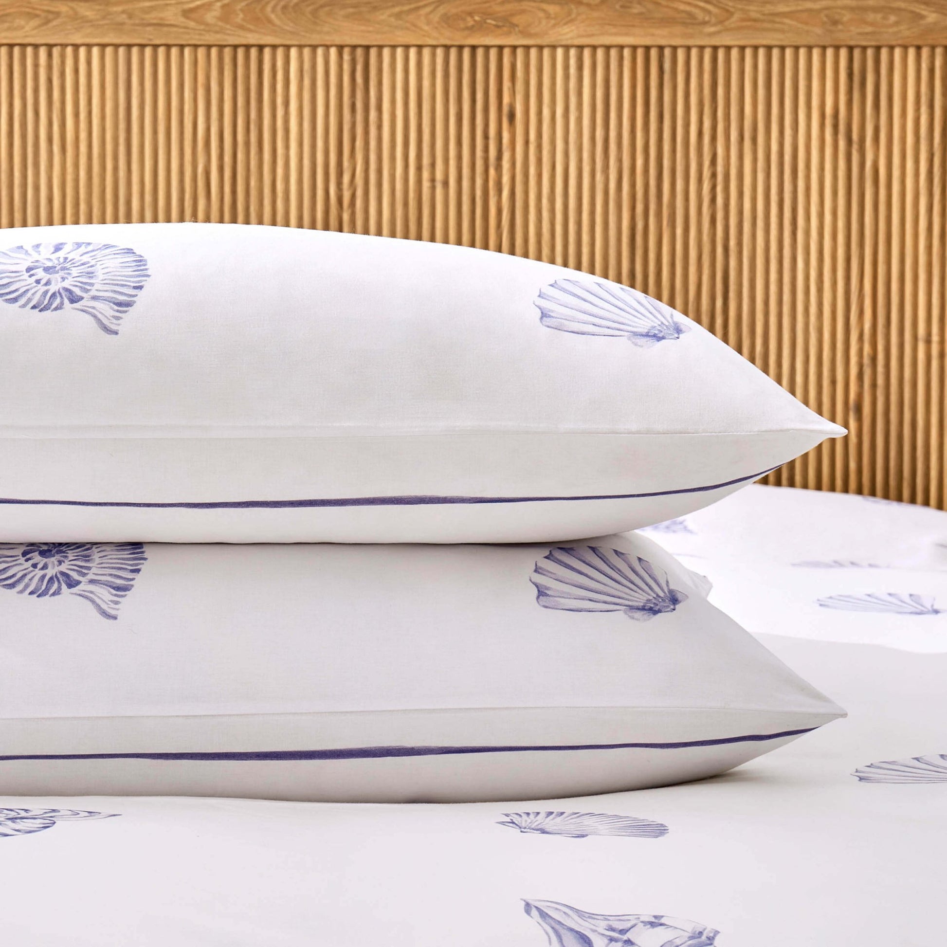Shell 100% Cotton Duvet Cover & Pillowcase Set - Blue - DUSK